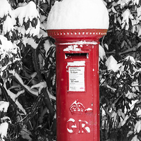 Buy canvas prints of Red Pillarbox in Snow by Graham Prentice
