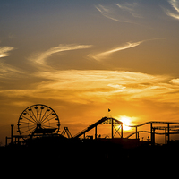 Buy canvas prints of Sunset at Santa Monica Pier by Graham Prentice