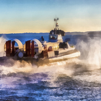 Buy canvas prints of Hovercraft In Clouds of Spray by Graham Prentice