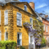 Buy canvas prints of Cotswold Town House With Wisteria by Graham Prentice