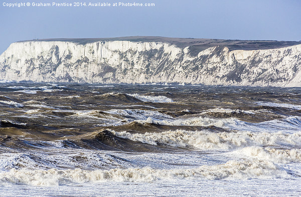 Stormy Sea And White Cliffs Picture Board by Graham Prentice
