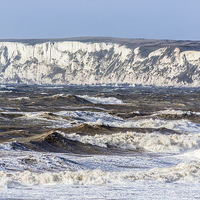 Buy canvas prints of Stormy Sea And White Cliffs by Graham Prentice