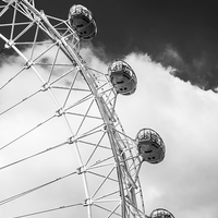 Buy canvas prints of London Eye Pods in Monochrome by Graham Prentice