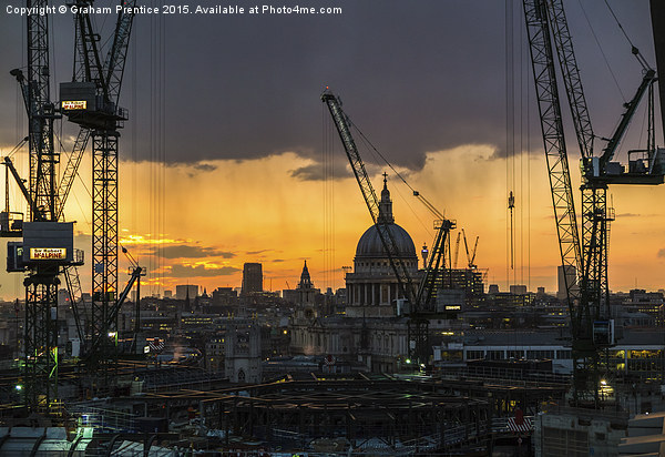  Tower cranes over the City of London Picture Board by Graham Prentice