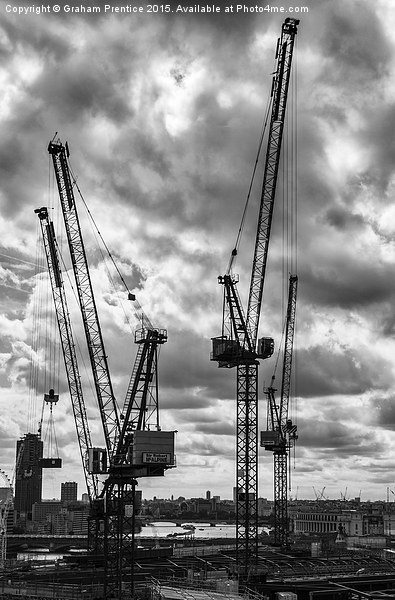 Tower Cranes on City of London Skyline Picture Board by Graham Prentice