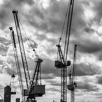 Buy canvas prints of Tower Cranes on City of London Skyline by Graham Prentice