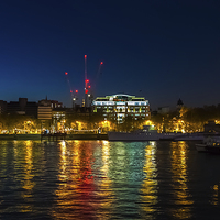 Buy canvas prints of Victoria Embankment, London, at night by Graham Prentice