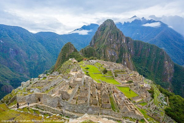 Machu Picchu Ruins Panorama Picture Board by Graham Prentice