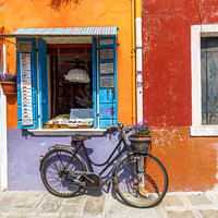 Buy canvas prints of Bicycle Outside Burano Shop by Graham Prentice