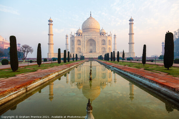 Taj Mahal Pool Reflection Picture Board by Graham Prentice