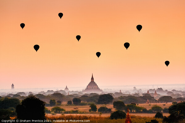 Balloons Over Bagan at Dawn Picture Board by Graham Prentice