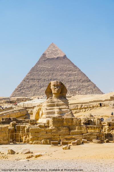 The Great Sphinx and Pyramid of Khafre Picture Board by Graham Prentice