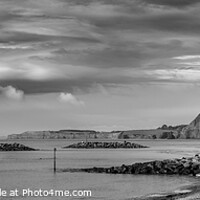 Buy canvas prints of Sidmouth Panorama Looking West in Monochrome by Graham Prentice