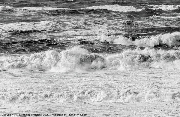 Storm Waves - Monochrome Picture Board by Graham Prentice