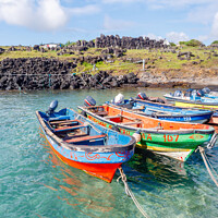 Buy canvas prints of Easter Island Fishing Boats by Graham Prentice