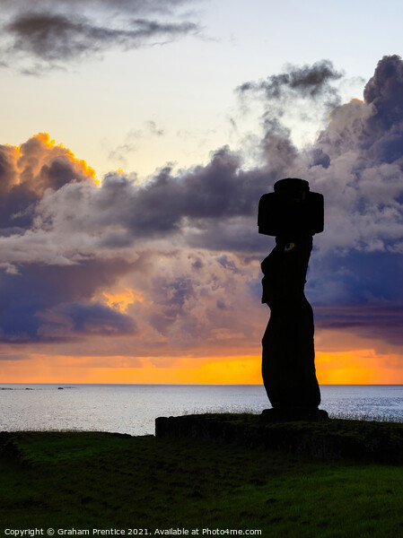 Easter Island Statue at Sunset Picture Board by Graham Prentice