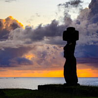 Buy canvas prints of Easter Island Statue at Sunset by Graham Prentice