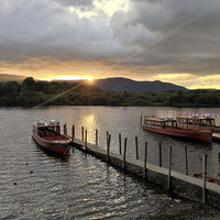 Buy canvas prints of Sunset At Derwentwater by Tony Johnson