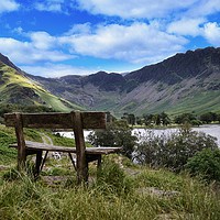 Buy canvas prints of Buttermere Bench by Tony Johnson