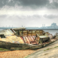 Buy canvas prints of Industrial Ship Wrecked by Sheryl Goodearl