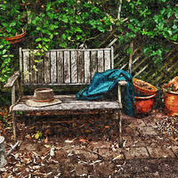 Buy canvas prints of Garden bench by Sheila Smart