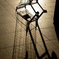 Buy canvas prints of Shopping trolley silhouette by Sheila Smart