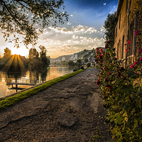 Buy canvas prints of Sunset over the Seine at Les Andelys by Sheila Smart