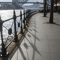 Buy canvas prints of  Railings leading to Sydney Harbour Bridge by Sheila Smart