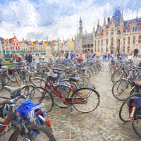 Buy canvas prints of  Bicycles in Brugge, Belgium by Sheila Smart