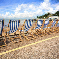 Buy canvas prints of  Empty deckchairs at Southend by Sheila Smart