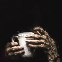 Buy canvas prints of  Aged hands holding a mug by Sheila Smart