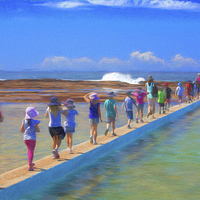 Buy canvas prints of  A day off school at the rockpool by Sheila Smart