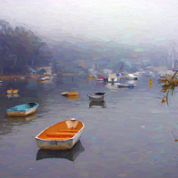 Buy canvas prints of  Mist over Careel Bay by Sheila Smart