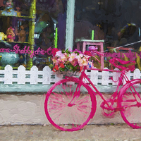 Buy canvas prints of  The pink bicycle by Sheila Smart