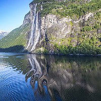 Buy canvas prints of Seven sisters waterfall in Norwegian fjords by Sheila Smart