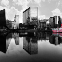 Buy canvas prints of Albert Dock Reflections by john foley