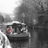 Buy canvas prints of Winters Day Canal Barge by Liz Watson