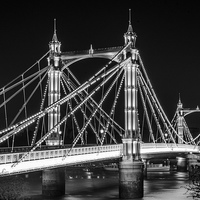 Buy canvas prints of  Albert Bridge in Black and White by LensLight Traveler