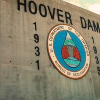 Buy canvas prints of Hoover Dam Dated Sign by Lisa PB
