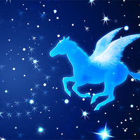 Buy canvas prints of Pegasus Flying In the Night by Lidiya Drabchuk