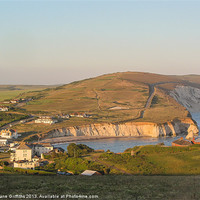 Buy canvas prints of View over Freshwater Bay from Tennyson's Mount by Diane Griffiths