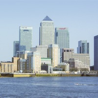 Buy canvas prints of Canary Wharf from across The Thames by Diane Griffiths