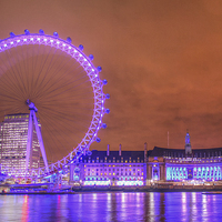 Buy canvas prints of  The London Eye at Night by Diane Griffiths