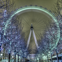 Buy canvas prints of   The London Eye at Night by Diane Griffiths
