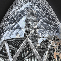 Buy canvas prints of St Mary Axe The Gherkin by Diane Griffiths