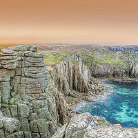 Buy canvas prints of The Cliffs Around Lands End at Dawn by Diane Griffiths