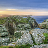 Buy canvas prints of Lands End Sunrise, Cornwall by Diane Griffiths