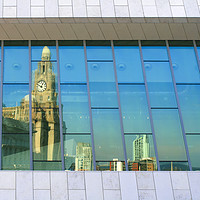 Buy canvas prints of The Liver Building Reflected by Diane Griffiths