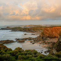 Buy canvas prints of Newquay towards Trevelgue Head by Diane Griffiths