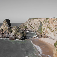 Buy canvas prints of Black Humphrey Rock on Whipsiderry beach, Newquay by Diane Griffiths
